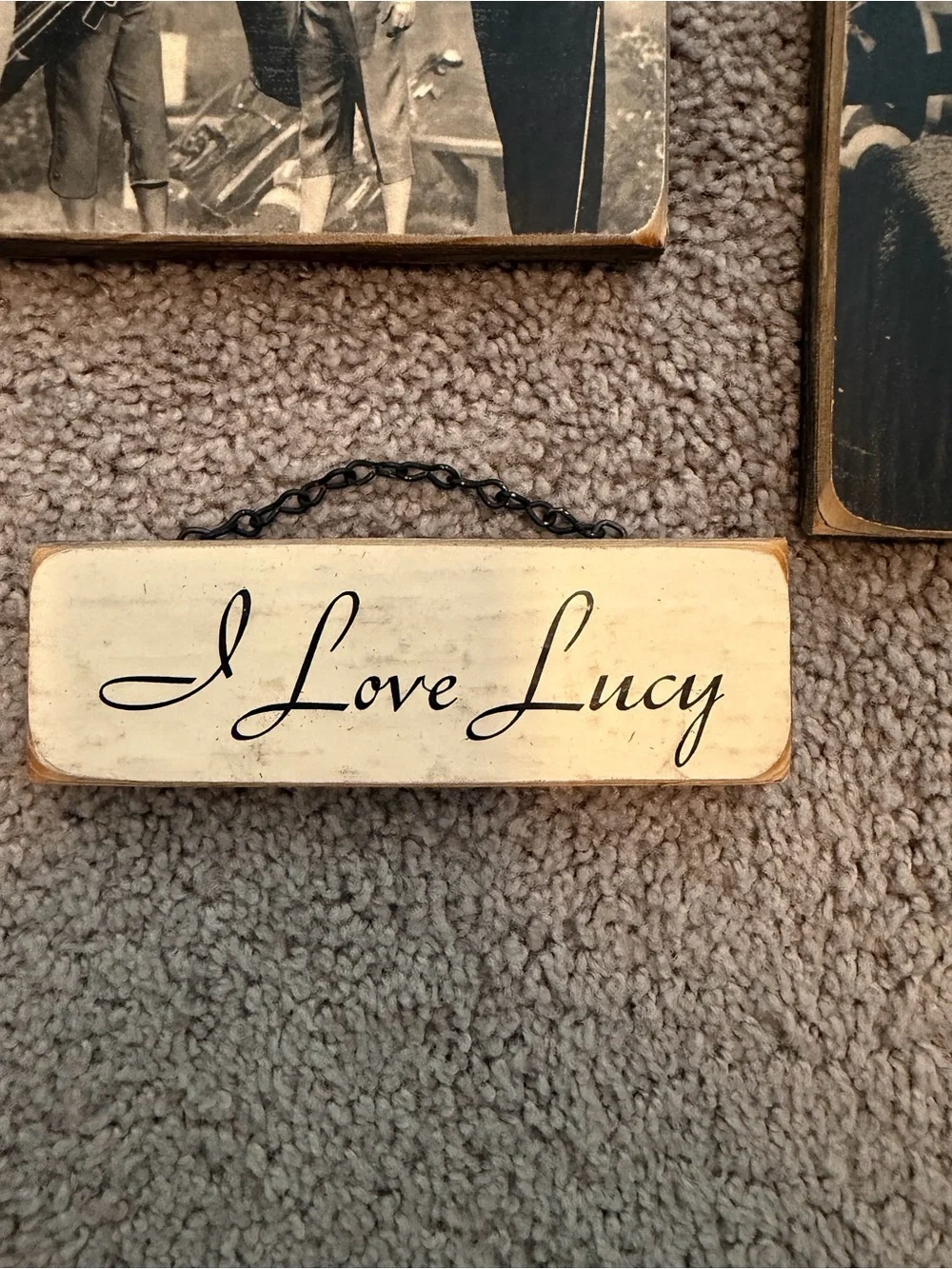 I Love Lucy Vintage-Style Black & White Wood Plaque Set